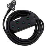 Switched 10m SBS Extension Cable/Cord/Lead Multiplug Light Duty - Black
