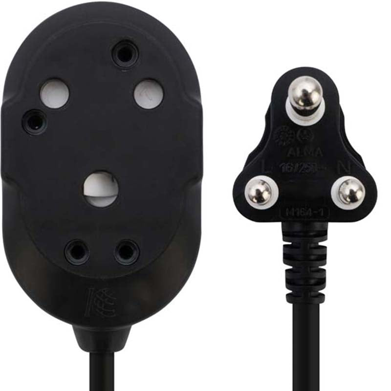 Switched 20m BTB Extension Cable/Cord/Lead Multiplug Heavy Duty - Black