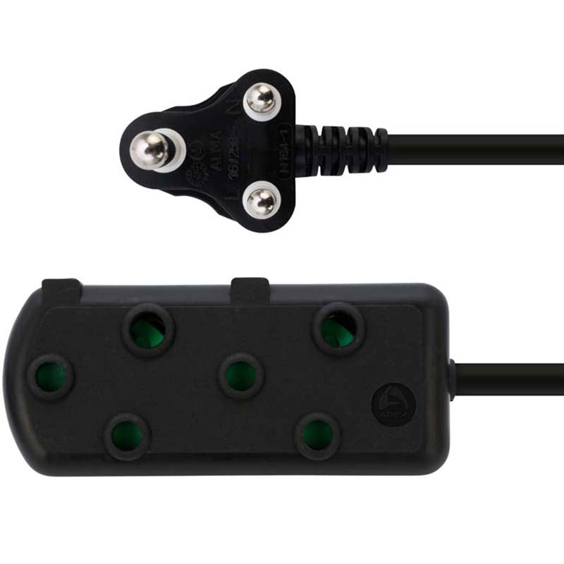 Switched 20m SBS Extension Cable/Cord/Lead Multiplug Heavy Duty - Black