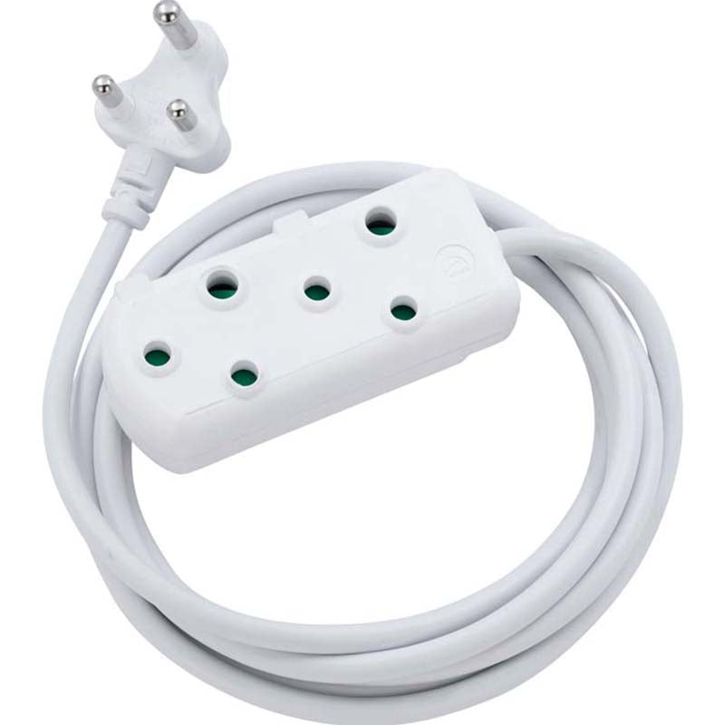 Switched 20m SBS Extension Cable/Cord/Lead Multiplug Heavy Duty - White