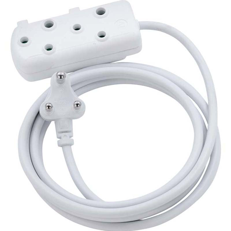 Switched 20m SBS Extension Cable/Cord/Lead Multiplug Heavy Duty - White