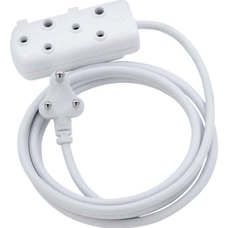 Switched 20m SBS Extension Cable/Cord/Lead Multiplug Light Duty - White