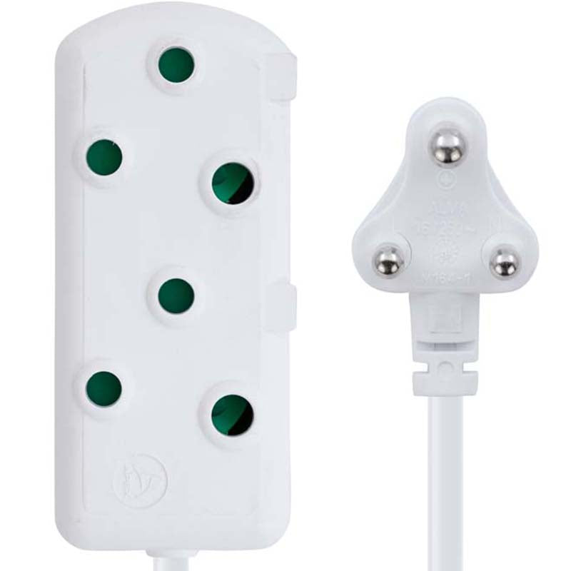 Switched 20m SBS Extension Cable/Cord/Lead Multiplug Light Duty - White