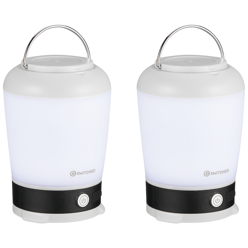 Switched 2x Stella Rechargeable Camping Lantern - White - Lighting