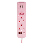 Switched 3 Way Surge Protected Multiplug With Dual 2.4A USB Ports 0.5M - Pink - Pink
