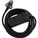 Switched 3m SBS Extension Cable/Cord/Lead Multiplug Light Duty - Black