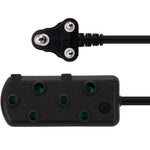 Switched 3m SBS Extension Cable/Cord/Lead Multiplug Light Duty - Black