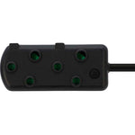 Switched 3m SBS Extension Cable/Cord/Lead Multiplug Light Duty - Black