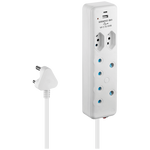 Switched 4 Way Extension Lead with USB Type C & 4m Extension Cord - White - Electrical