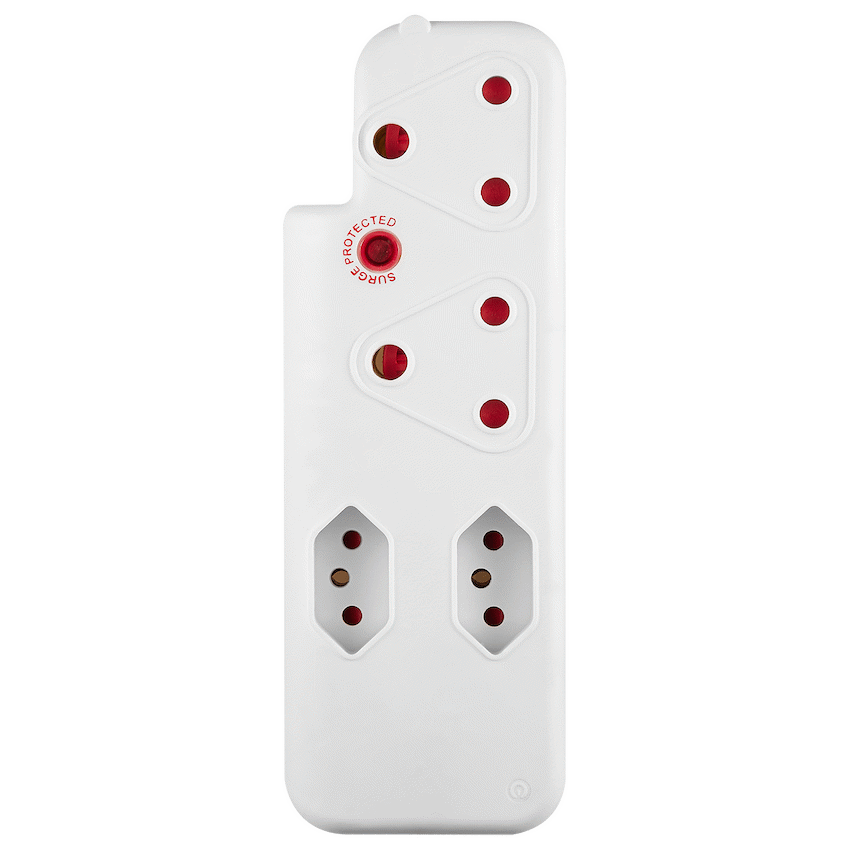 Switched 4-Way Medium Surge Adaptor - White - Electrical