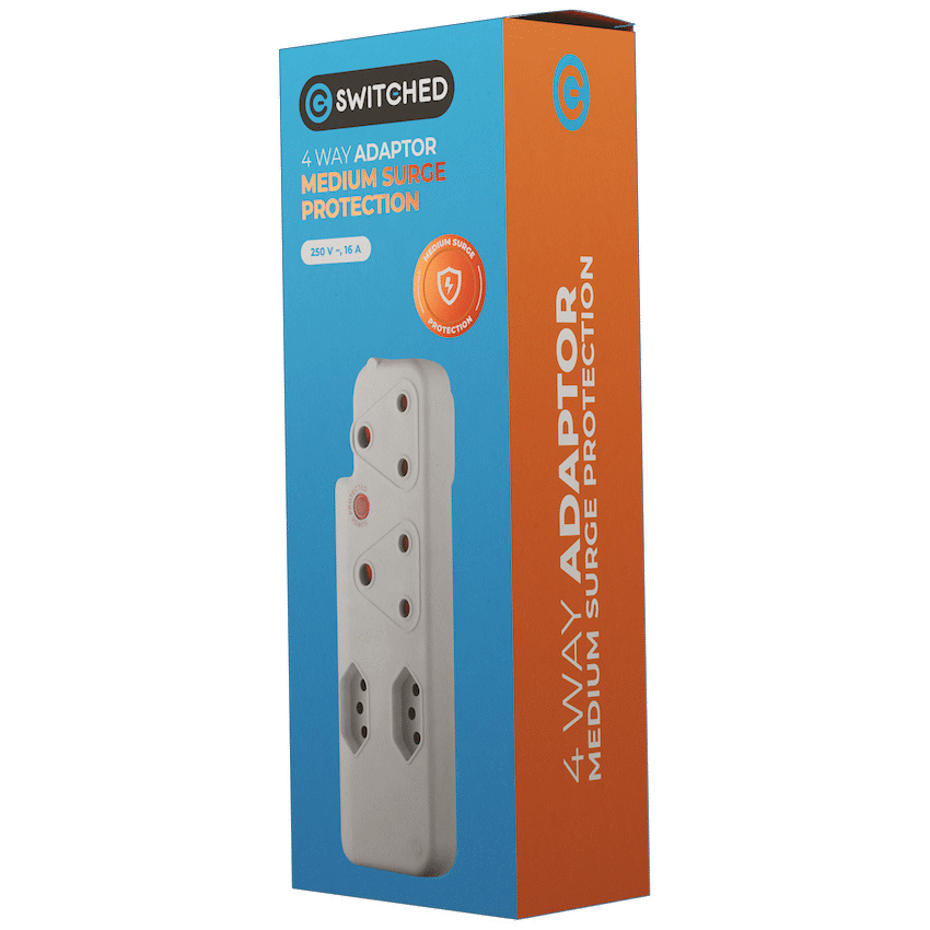 Switched 4-Way Medium Surge Adaptor - White - Electrical