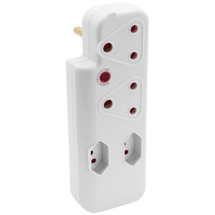 Switched 4-Way Medium Surge Adaptor - White - Electrical
