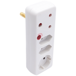 Switched 4-Way Medium Surge Adaptor with Schuko - White - White - Electrical