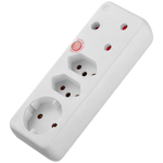 Switched 4-Way Medium Surge Adaptor with Schuko - White - White - Electrical