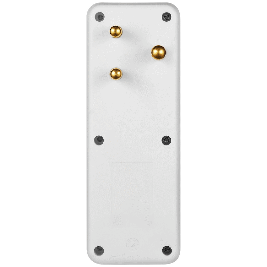 Switched 4-Way Medium Surge Adaptor with Schuko - White - White - Electrical