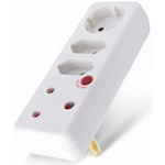 Switched 4-Way Medium Surge Adaptor with Schuko - White - White - Electrical