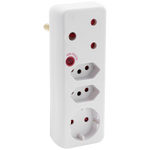Switched 4-Way Medium Surge Adaptor with Schuko - White - White - Electrical