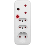Switched 4-Way Medium Surge Adaptor with Schuko - White - White - Electrical