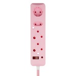Switched 4 Way Surge Protected Multiplug 3M - Pink - Pink