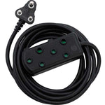 Switched 5m SBS Extension Cable/Cord/Lead Multiplug Light Duty - Black