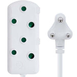 Switched 5m SBS Extension Cable/Cord/Lead Multiplug - Light Duty -White