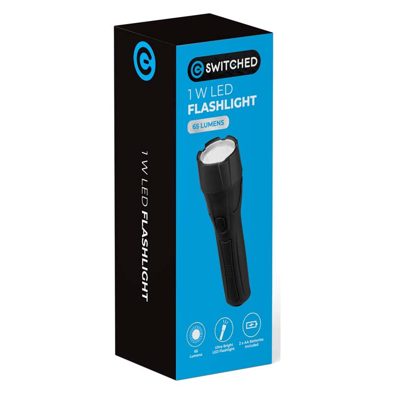 Switched 65 Lumen LED Flashlight - Black