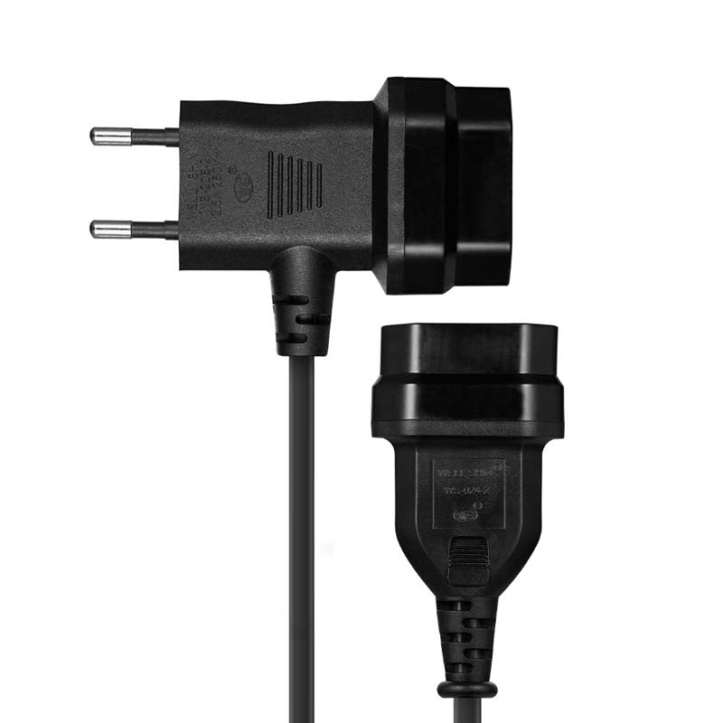 Switched Easy Cable Extender Euro 2 Pin To T Shape AC Euro 2 Pin Socket 2M - Black - Black