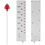 Switched Medium Surge 12-Way Multiplug 0.5m - White - Electrical
