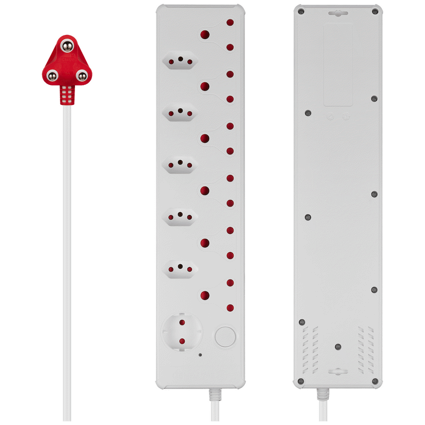 Switched Medium Surge 12-Way Multiplug 0.5m - White - Electrical