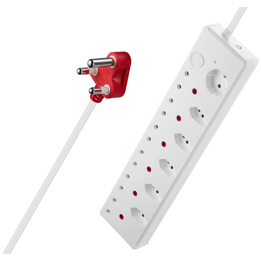 Switched Medium Surge 12-Way Multiplug 0.5m - White - Electrical