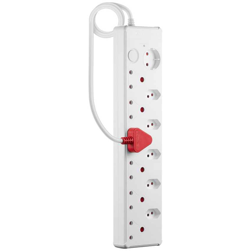 Switched Medium Surge 12-Way Multiplug 0.5m - White - Electrical