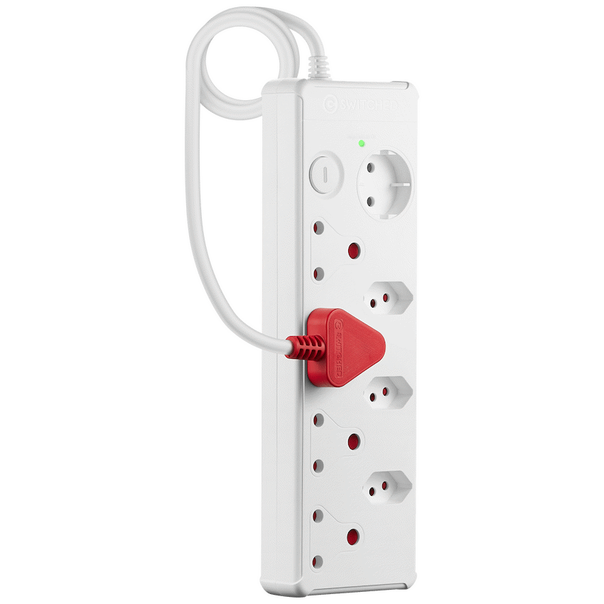 Switched Medium Surge 8-Way Multiplug 0.5m - White - Electrical