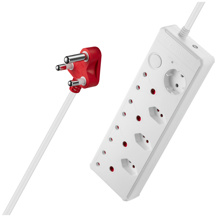 Switched Medium Surge 8-Way Multiplug 0.5m - White - Electrical