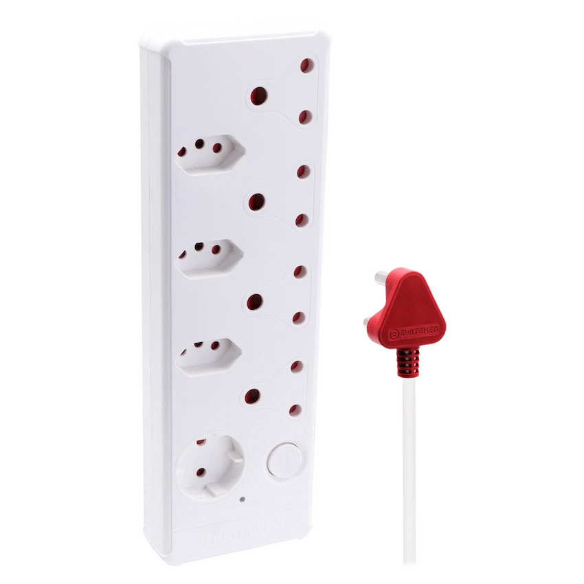 Switched Medium Surge 8-Way Multiplug 0.5m - White - Electrical
