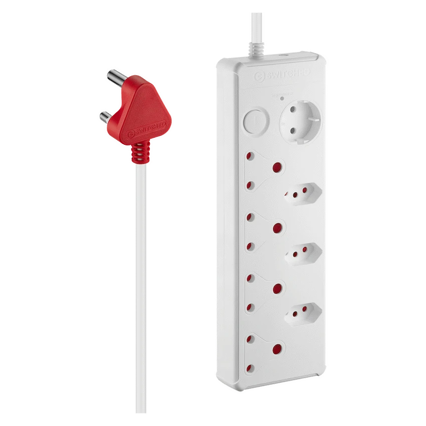 Switched Medium Surge 8-Way Multiplug 0.5m - White - Electrical