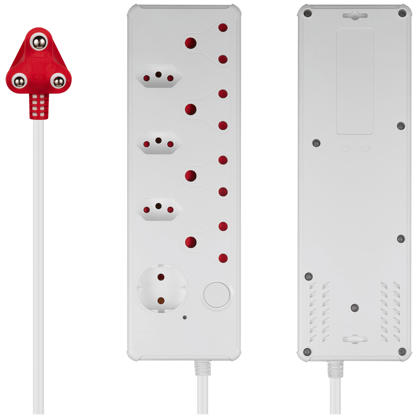 Switched Medium Surge 8-Way Multiplug 0.5m - White - Electrical