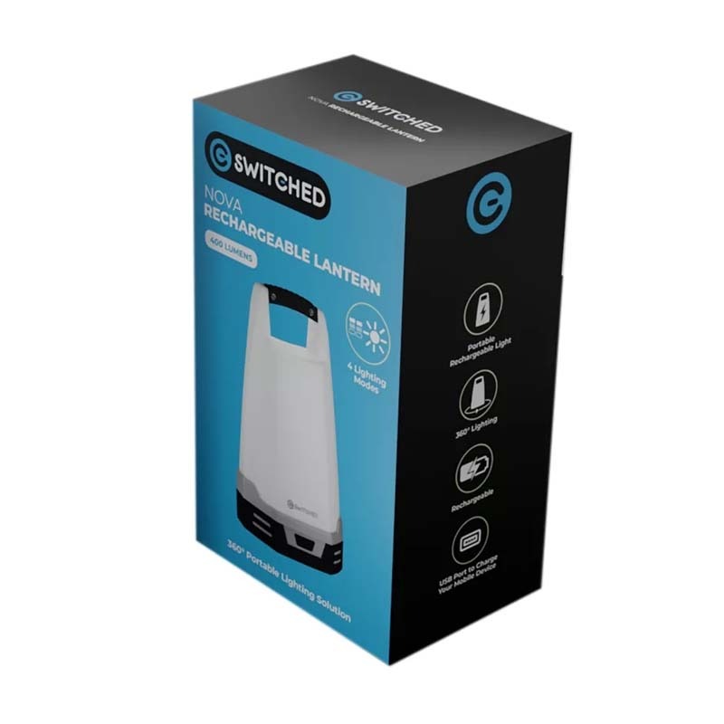 Switched Nova Series Rechargeable Lantern - Grey - Grey