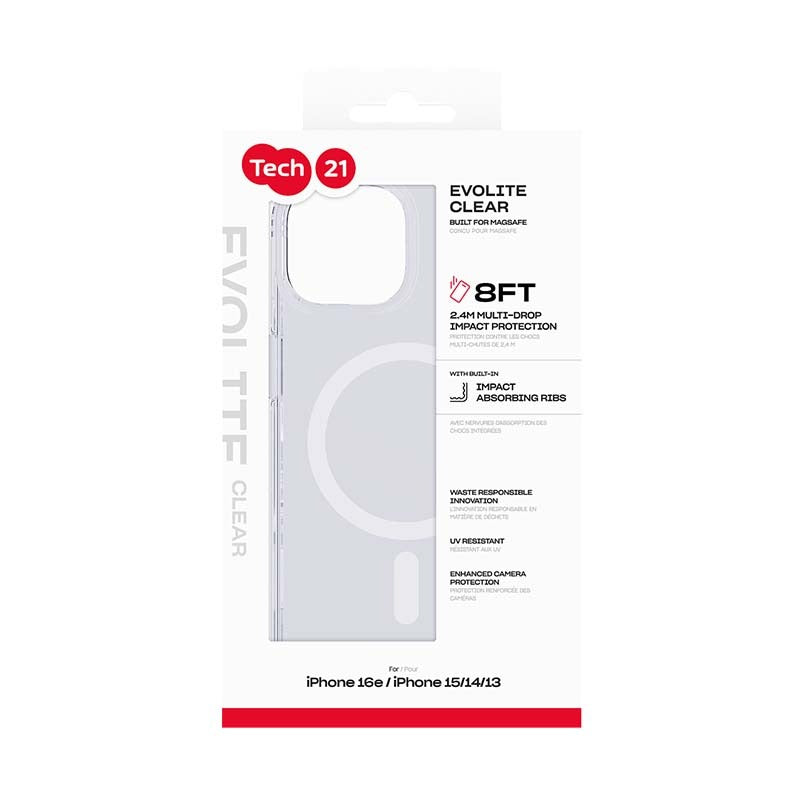 Tech21 Evo Lite Apple iPhone 16e Case with Magsafe Compatible - Clear - Clear