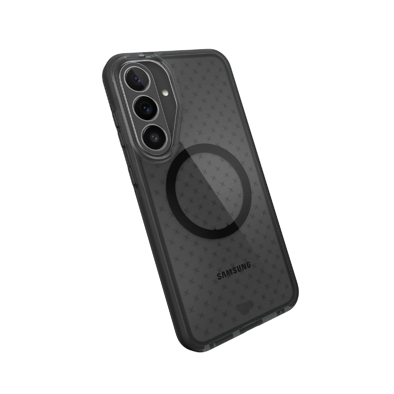 Tech21 EvoCheck Magnet Case For Samsung Galaxy S26 FE/S25 FE - Smokey/Black - Checkered