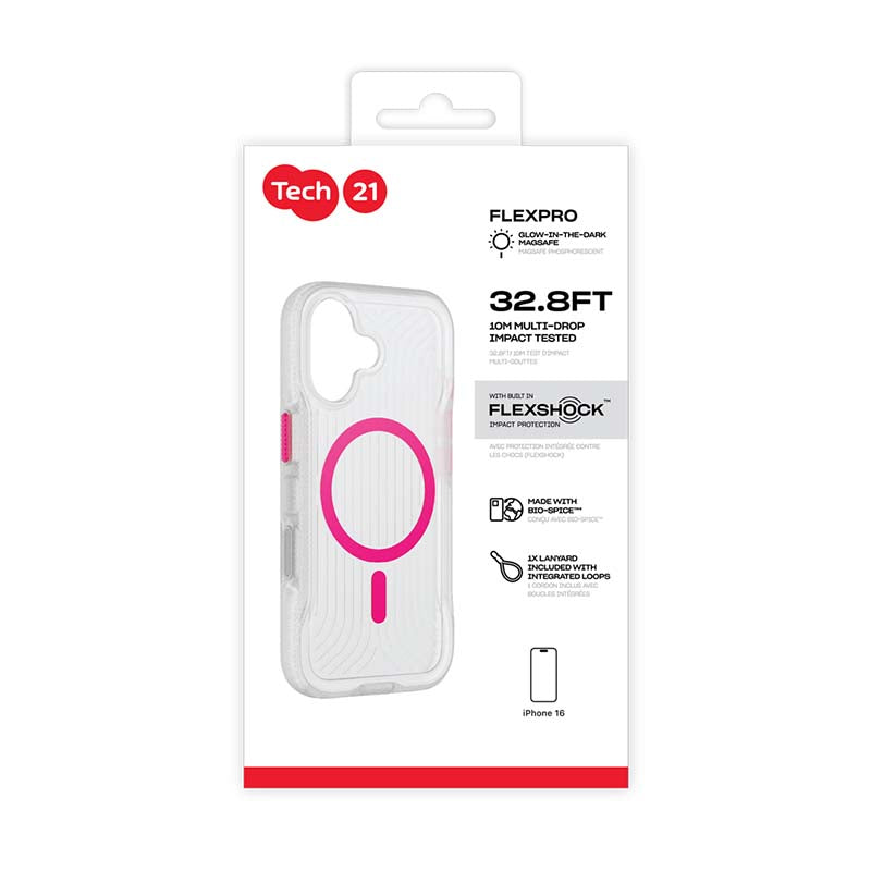 Tech21 FlexPro iPhone 17 MagSafe Case – Pink GID (Glow-In-The-Dark) - Pink