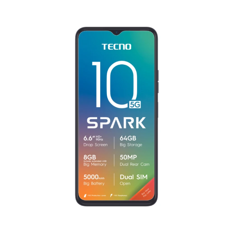Tecno Spark 10 5G Dual SIM 64GB - Black - Black