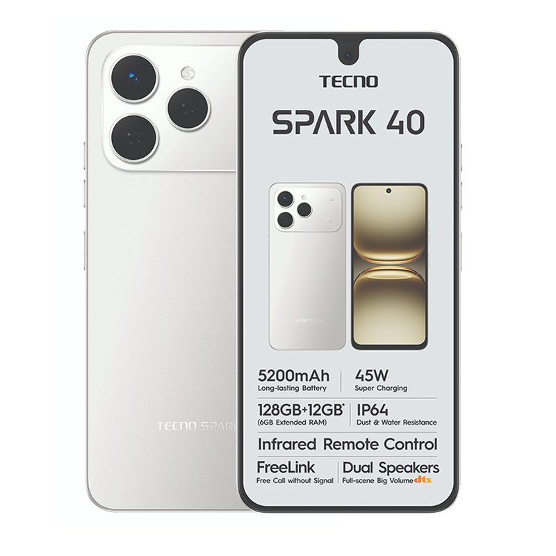 Tecno Spark 40 4G Dual Sim 128GB - Grey - Grey