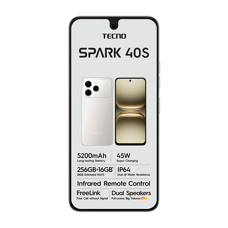 Tecno Spark 40s Dual Sim 256GB - Grey - Grey