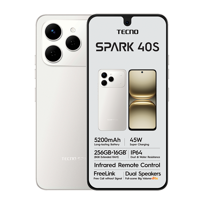 Tecno Spark 40s Dual Sim 256GB - Grey - Grey