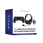 Titan Wireless Bluetooth Controller & Wired Headset Bundle PS4 - Black - Black