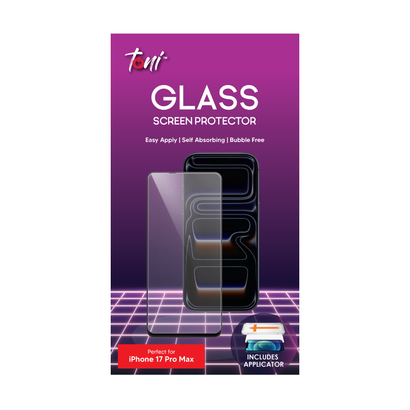 Toni Apple iPhone 17 Pro Max Tempered Glass Screen protector with Applicator - Clear