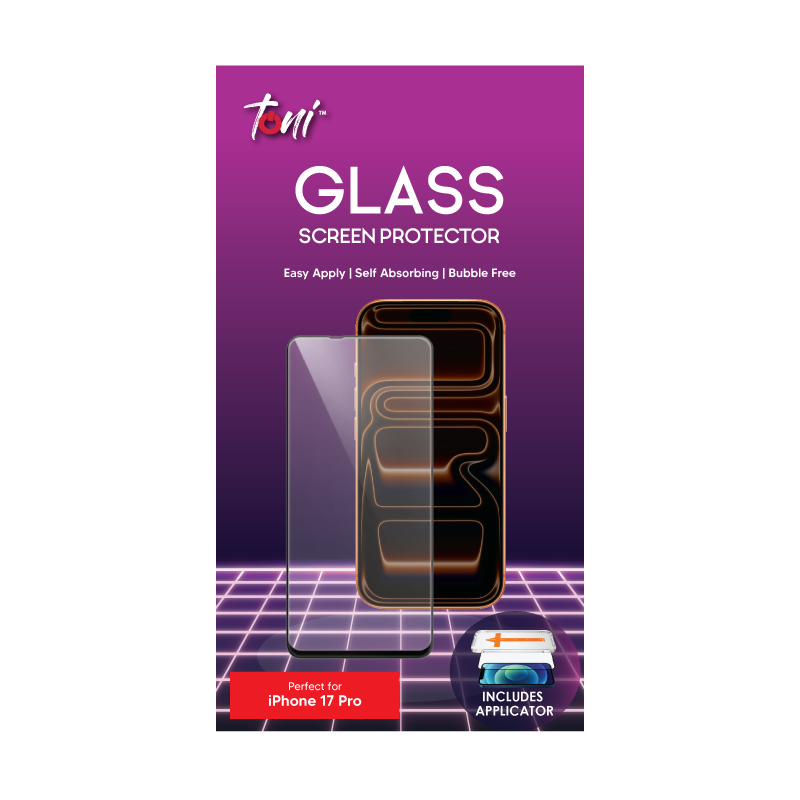 Toni Apple iPhone 17 Pro Tempered Glass Screen protector with Applicator - Clear