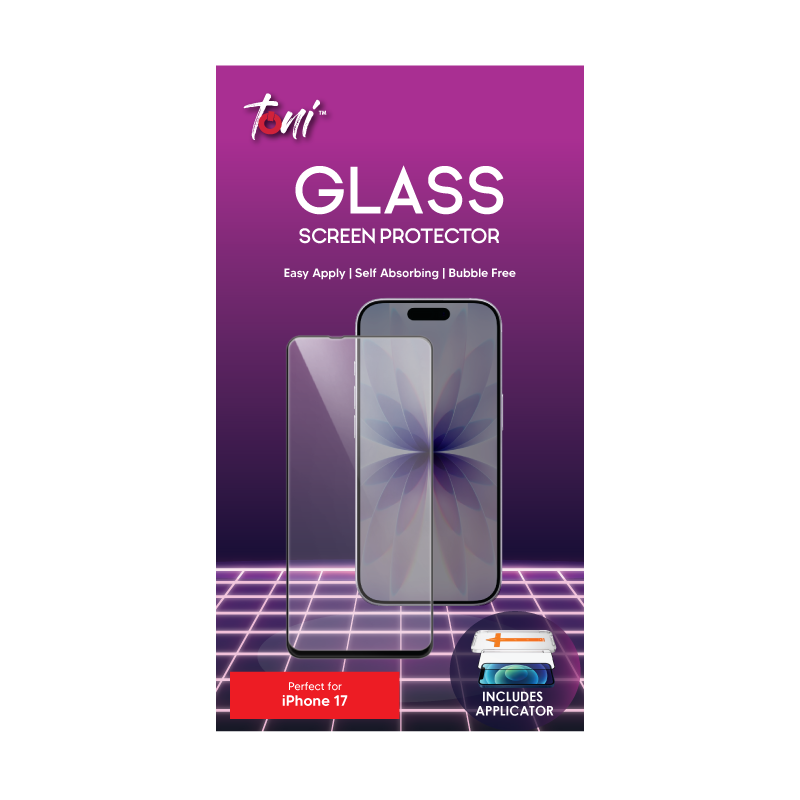Toni Apple iPhone 17 Tempered Glass Screen protector with Applicator - Clear