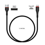 Toni Braided Micro USB 1.2m Charge & Sync Cable - Black - Black