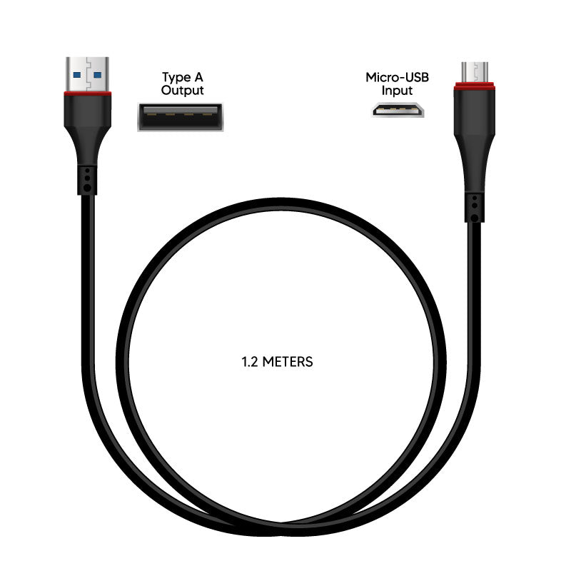Toni Braided Micro USB 1.2m Charge & Sync Cable - Black - Black